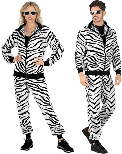 Kostüm Trainingsanzug, Tiermuster Leopard, Animal Print, 80er Jahre Outfit, Jogginganzug, Bad Taste Outfit, Faschingskostüme
