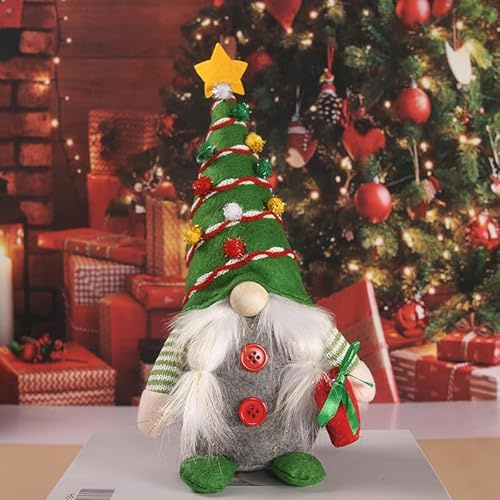 Deyaah Christmas Gnomes Plush Decorations,Holiday Elf Handmade Santa Plush Gnom，Home Tabletop Ornaments Thanks Giving Day Gifts Swedish Decor Gnomes (Green)