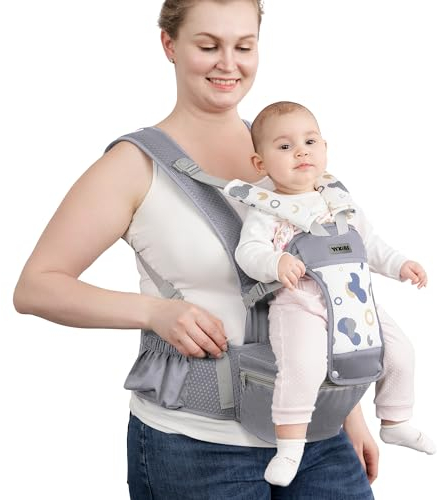 Babytrage, YYKINS Babytrage für Neugeborene bis Kleinkinder mit Hüftsitz für 0-36 Monate Baby, Babytrage Weiche Babyhalterung Trage mit extra Bundverlängerung, alle Positionen Kindertrage für alle