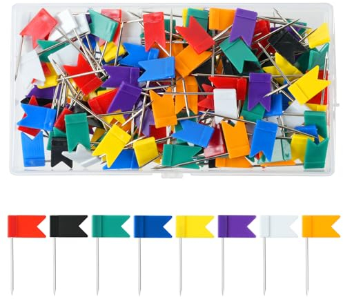 Vicloon Karte Flagge Stecknadeln, 170pcs Markierfähnchen Pinnnadeln, Markierungs-Fahnen Markierungsfähnchen Pinnwand Flagge Markierungsnadeln Stecknadel Fähnchen für Weltkarte Pinnwand Markier-Fahnen