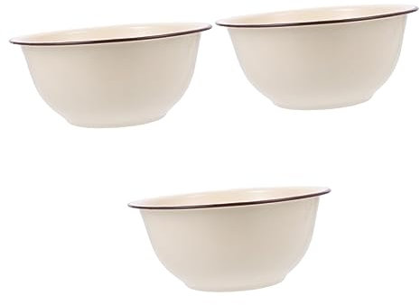 2 Stück Emaille-Schüssel, Emaille-Müslischalen, Metall-Suppenschüsseln, große Rührschüsseln, Nudelschüssel, große Salatschüssel, Snackschüssel, Pho-Schüssel, asiatisches Dekor, Emaille-Schüssel, Cam