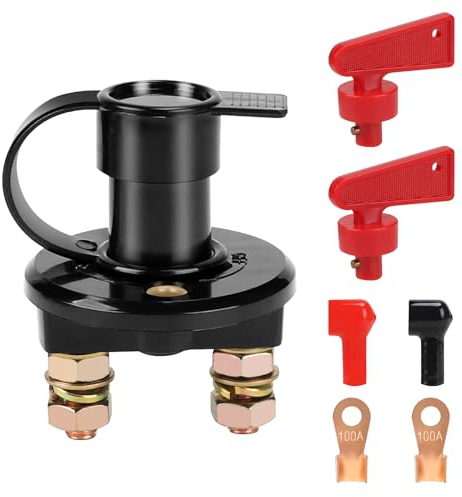 EXLECO Auto Batterie Trennschalter 12V Batterie Hauptschalter Batterieschalter Abgeschnitten Switch Hauptstromschalter Batterietrennschalter Batteriehauptschalter Knochen Schalter mit 2 Schlüsseln