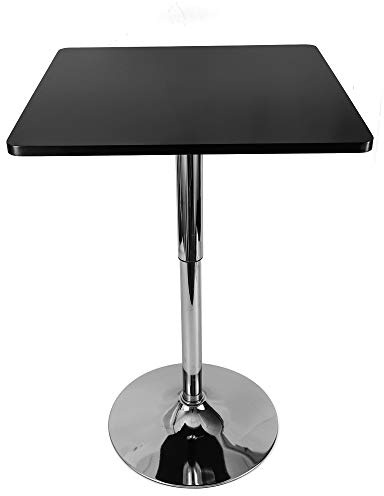 NIGORIY Stehtische Bartisch, MDF & Rostfreier Stahl, 60x60cm Bistrotisch Eckig, Einstellbare Höhe 70-90cm, Hochtisch mit 54-75cm Gasdruckfeder, Schwarz bistrotisch Eckig
