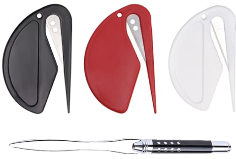1 Stück Brieföffner Edelstahl Messer, Brieföffner, Letter Opener aus Metall, Mit 3pcs Brieföffner Kunststoffgriff, Für Zuhause, Büro, Schule