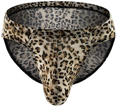 Maiclaice Hombre Seda De Hielo Talle Bajo Bikini Slips Ropa Interior Estampado De Leopardo Medium