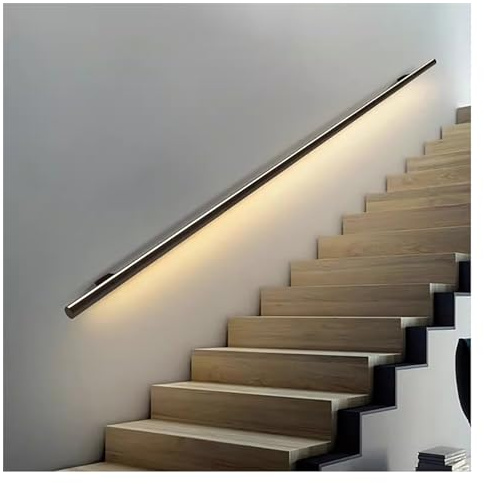 Stair handrailIlluminated stair handrail for porch and patio LED stair handrail aluminum grab bar with light illuminated handrail for outdoor and indoor stairs wall (color: left size