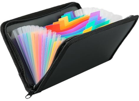 SGERUFZ Fächermappe für A6 Fächermappe Datei Organizer mit Reißverschluss Ordnungsmappe 13 Fächern Dokumentenmappe für Schecks Rechnungen Quittungen Tickets