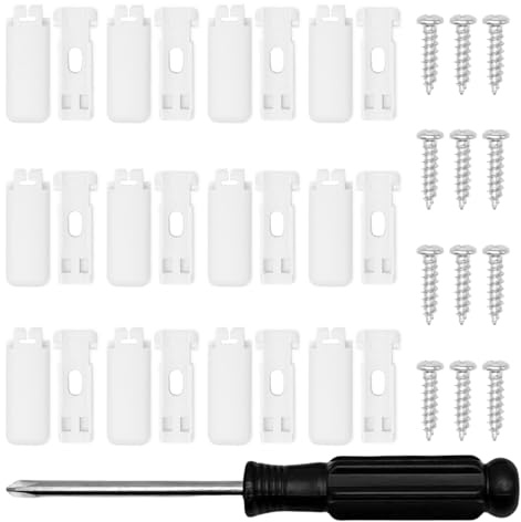 Sxutop 12 Stück Universal Plissee Halterung Spannschuhe für Plissees Klemmträger Plissee Ersatzteile Klemmträger mit 12 Schrauben und 1 Schraubendreher für Befestigung von Plissees am Fensterrahmen
