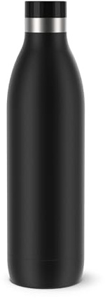 Emsa Bludrop Isolier-Trinkflasche, 1 Liter, 100% dicht, Quick-Press Verschluss, Ergonomischer 360° Trinkgenuss, 20h warm, 40h kühl, einfache Reinigung, Edelstahl, Pulverbeschichtung, Schwarz, N31120