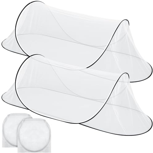 Vincreem 2 Pcs Large Pop Up Mosquito Net for Bed 78 * 31 * 22 Inch Portable Foldable Mosquito Netting for Camping Outdoor Indoor Travel Patio Bug Net Mesh Tent Canopy for Adults Bedroom, White