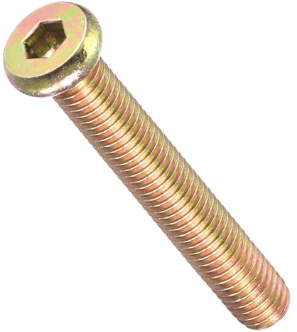 METALLIXITY Flat Head Hex Socket Cap ScrewM8-1.25x60 5Pcs | Steel Hex Socket Furniture Bolts Screws - for Furniture Woodworking Project Yellow