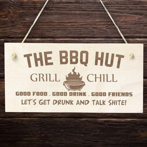 Signs Plaques BBQ Signs For Outside The BBQ Hut Sign Garden Sign For Outdoor House Decor