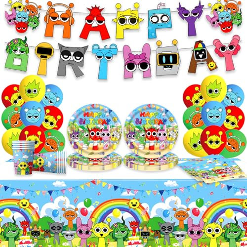 Stoviglie per Feste,Sprunki Forniture Per Feste,Decorazione per La Festa di Compleanno Dei Bambini Per 10 Ospiti (blu)