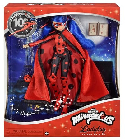 BANDAI - Miraculous Ladybug Puppe 10. Geburtstag – Limitierte Auflage mit Zubehör – offizielles Lizenzprodukt Miraculous – Puppe mit Gelenken, 26 cm – Spielzeug für Kinder ab 4 Jahren – P50199