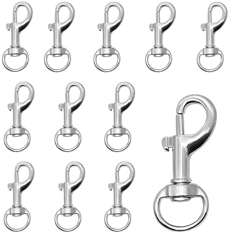 Karabinerhaken mit Drehgelenk,12 PCS Robuster Karabinerhaken Karabinerhakens Klein für Hundeleinen Schlüsselanhänger und DIY-Handwerk Wirbelkarabiner mit Drehkopf Klein und Stabil