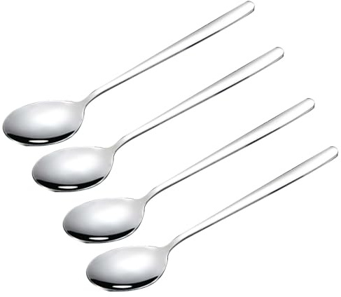 Large Soup Spoon Stainless Steel Dishwasher Safe Dinner Big Teaspoons with Round Edge 8 inches Tablespoons (4)