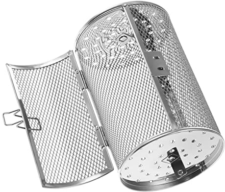 BESPORTBLE Edelstahl Rotisserie Grillkorb Drehspießkorb Für Ofen Käfiggrillkorb Aus Metall Zum Trocknen Und Rösten Von Lebensmitteln Mit Praktischem Türdesign Für Einfache Handhabung