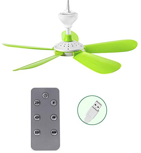 Klaisy 5W Telecomando Timing USB Ventilatore da Soffitto Aria Ventilatori USB per Letto Campeggio Esterno Appeso per Tende Appendiabiti Ventilatore