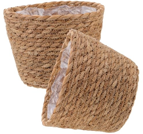 SUPVOX 2pièces Panier pour Plantes Intérieur Tressé Paille Panier à Jardinière pour Fleurs à Fleurs pour Décoration Intérieur Tressé pour Plante