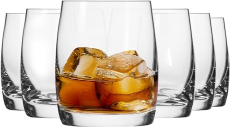 KROSNO Verres à Whisky Lot de 6, 310 ml, Brandy, Collection Blended | Verres à bourbon, rhum, cocktail, eau, wisky, Verrerie classique, Cristal sans plomb, Compatibles lave-vaisselle, Idée cadeau