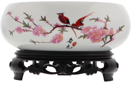 Hemobllo Porcelain Ceramic Hydroponic Lotus Bowl Vase Decorative Planter Pot for Indoor Plants Modern Chinese Style Easy to Clean