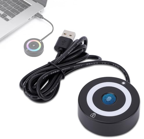 Computer USB Fingerabdruck Logger, mit farbwechselnden Lichtern, Kapazitive Fingerabdruck-Erkennungssoftware-Sperre mit farbwechselnden Lichtern beim Einschalten, kompatibel mit Windows 10/11