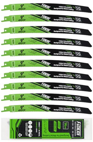 FACHLICH Metal Cutting Reciprocating Saw Blades 9 Inch 14TPI for Metal Steel Sabre Saw Blades 10 Pack