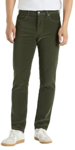 Thread Bloom Mens Corduroy Trousers Regular Fit Casual Classic Stretch Cotton Business Office Straight Leg Flat Front Cord Trousers Size 32-44 (34W / 32L, Olive)