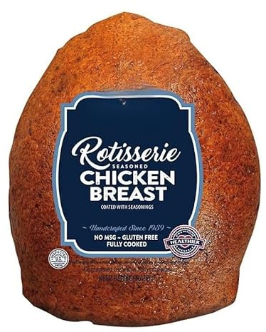 Rotisserie Breast of Chicken , Proudly offering a variety of bold and delicious flavors, made with premium whole muscle meats, hand-trimmed and hand-seasoned to perfection. Minimally processed , Deli Counter Meat .[ 32 oz , 2 lb ]