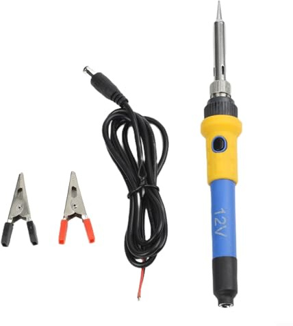 Juego de soldador portátil para coche DC 12V 60W con núcleo de calefacción de cerámica, mango de silicona aislado con calor y clip de cocodrilo para reparación de cableado automático