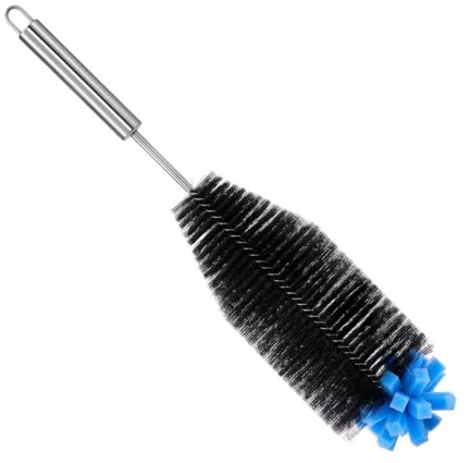 31cm Bottle Brush Cleaner - Long Kitchen Washing Tool for Glassware | 15.7-Inch Stainless Steel Handle with Soft Sponge Tip, Nylon Bristle Scrubbers, Cup Cleaning Accessories for Tumblers