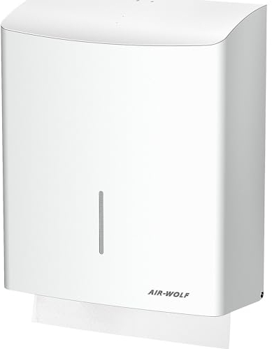 AIR-WOLF | Edelstahl-Papierhandtuchspender | ca 600 Falthandtücher | Edelstahl weiß