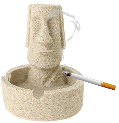 Winterworm Aschenbecher Sturm Ascher Windaschenbecher im Moai Figur aus Sandstein