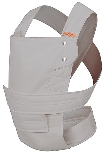 marsupi Breeze Babytrage - Babys und Kleinkinder bis zu 15 kg - Baby Erstaustattung - Klett-Verschluss - Leicht und Luftig ,Light Grey XL