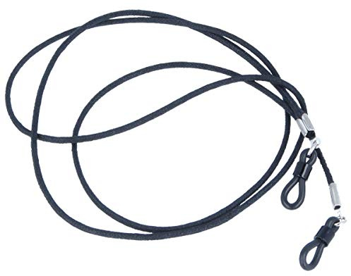 Paule & Knopf gewachstes, schwarzes Baumwoll-Brillenband mit Gummischlaufen