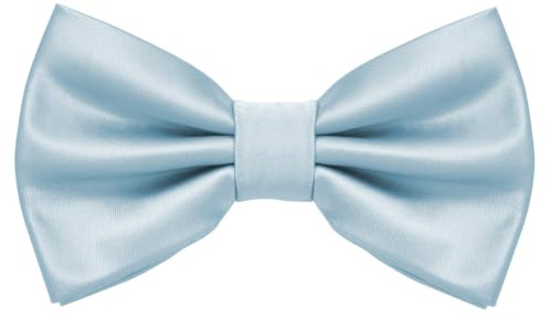 MASADA Herren Fliege Hellblau Seidenlook, stufenlos verstellbar, handgefertigt, Hakenverschluss - 12 x 6 cm 100% Polyester