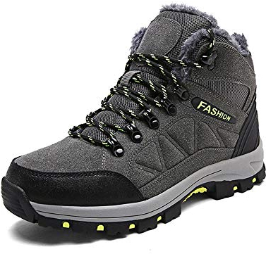 Winter-Warme Wanderschuhe, High-Top Anti-Rutsch-Wear-Resistant Kuhfell Samtweich Im Freien Schnee-Schuhe Plus Samt-Sport-Schuhe,Dark gray,41