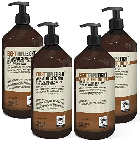 Eight Triple Eight Argan Oil Hair Care Set- 2x Shampoo & 2x Conditioner 1 Litre