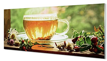 Tulup Impression sur Verre Acrylique 100x50cm Tableau Decoration Murale Photo Image Thé - Le Thé à la Menthe