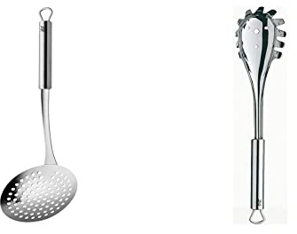 WMF Profi Plus Schaumlöffel Edelstahl 30 cm, Schaumkelle, Cromargan Teilmattiert, Spülmaschinengeeignet & Spaghettilöffel 32 cm