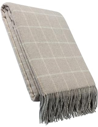 LuckyBlankets Birmingham Wolldecke 140 x 200 cm Kaschmir 10%/Merino 90% – edle Wärme Premium Qualität - Merino wolldecke - Kaschmir Decke (Beige)
