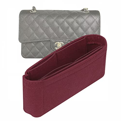 Lckaey Taschen-Organizer-Einsatz für Chanel Classic Flap Mini Bag Shaper Purse Insert - Premium Handtasche Filz Organizer 2009Claret-mini