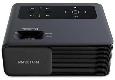 PRIXTON Proyector portátil con WiFi Miró, 14.000 lúmenes, 800 ANSI lúmenes, LED Full HD, Contraste 3000:1, Función Digital Keystone, Distancia 1 a 7 Metros, HDMI/USB 2.0/AV IN/Jack, Mando a Distancia
