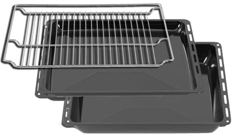 ICQN mit Gitter 46,5 × 37 Kompatibel mit Siemens, Bosch, Beko, Constructa, Neff & Amica, Emaillierte Backbleche für Backofen & Herd
