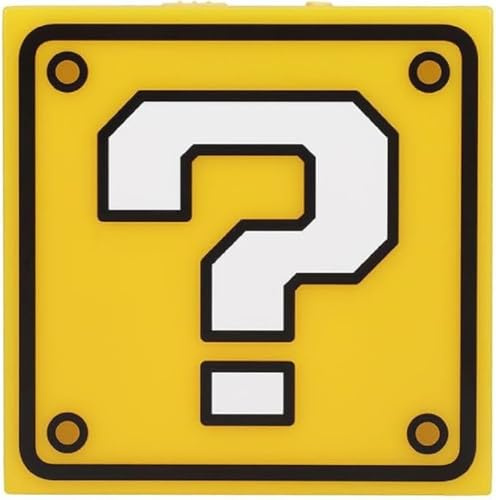 Super Mario Question Block nattlampa - Officiellt licensierad Nintendo, auto nattsensor och bärbar med vägglim, retrogåva för spelare | Paladone, gul
