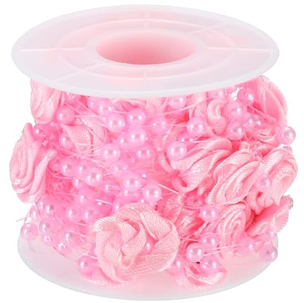 PATIKIL Rosa Perla Cuerda Cuentas Guirnalda, 16.4 Pies Artificial Rosa Perla Alambre Guirnalda para Navidad Árbol Fiesta Bricolaje Artesanía Hogar Boda Decorativo Rosa