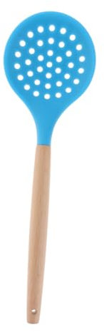 PRETYZOOM Espumadera De Silicona Cuchara Para Filtro De Aceite Mango De Madera Curvo Cuchara Coladora Para Servir Alimentos Espumador De Silicona Para Cocina