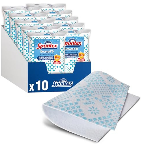 Spontex Juego de 10 escurridores decorativos para secar platos y vasos, antideslizantes, absorbentes, lavables, 30 x 45 cm, color blanco/azul