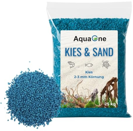 AquaOne Ghiaia per acquario, 20 kg, colore turchese, 2 – 3 mm, ghiaia per acquario, qualità premium, ghiaia di quarzo, grana arrotondata, ghiaia per acquario, decorazione Aquascaping