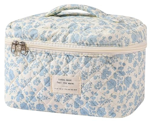 Große Kosmetiktasche, süße Make-Up-Tasche für Damen und Mädchen, Kosmetiktasche im Blumen- und Koketterie-Stil, Reise-Kosmetik-Organizer-Tasche, Niedlich